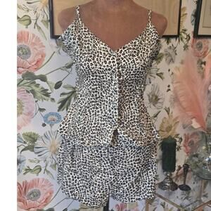 Vintage  90's Fredericks  Of Hollywood  100 % Silk Leopard Sleep Set in Small